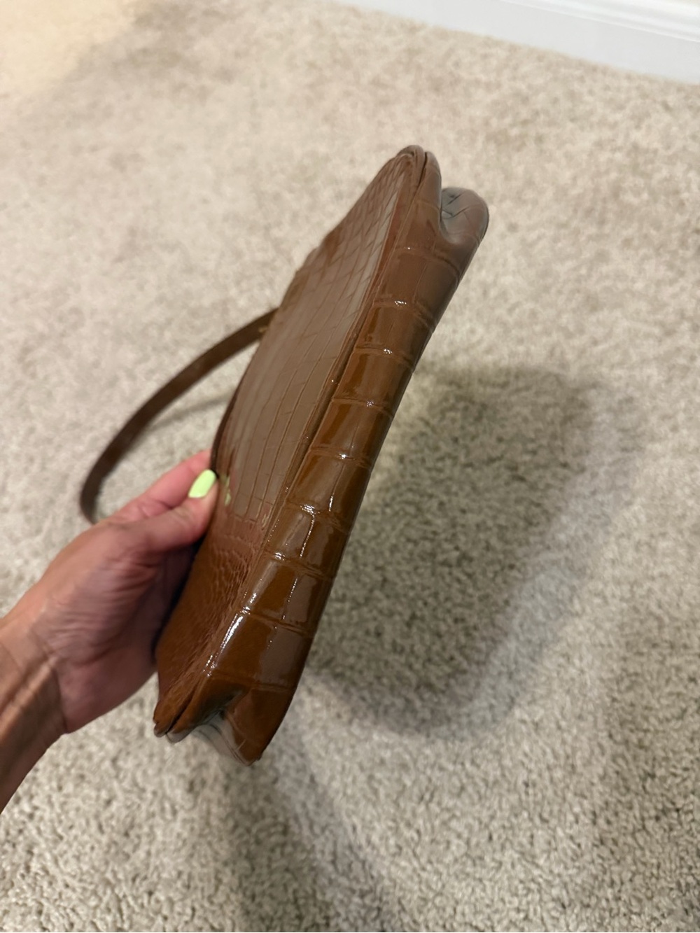 Brown Croc-Embossed Shoulder Bag - Picture 5 of 6